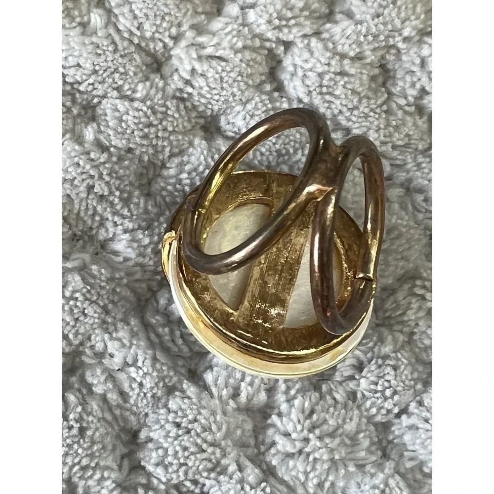 Vintage Pearl‎ Gold Scarf Ring